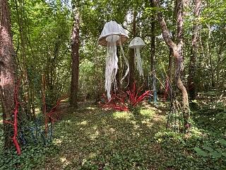 Méduses land art dans la forêt de Buthiers